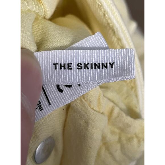 LOFT Jeans Womens 27/4 Yellow The Skinny Raw Hem Stretch Denim Ankle Zip Fly - Picture 12 of 12